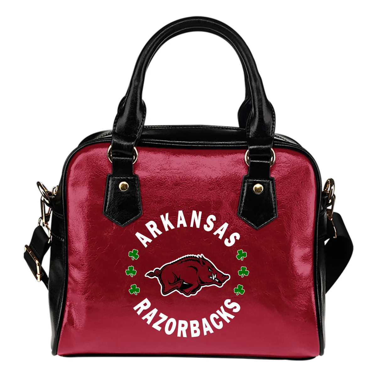 Central Beautiful Logo Circle Lucky Leaf Arkansas Razorbacks Shoulder Handbags Sb0801