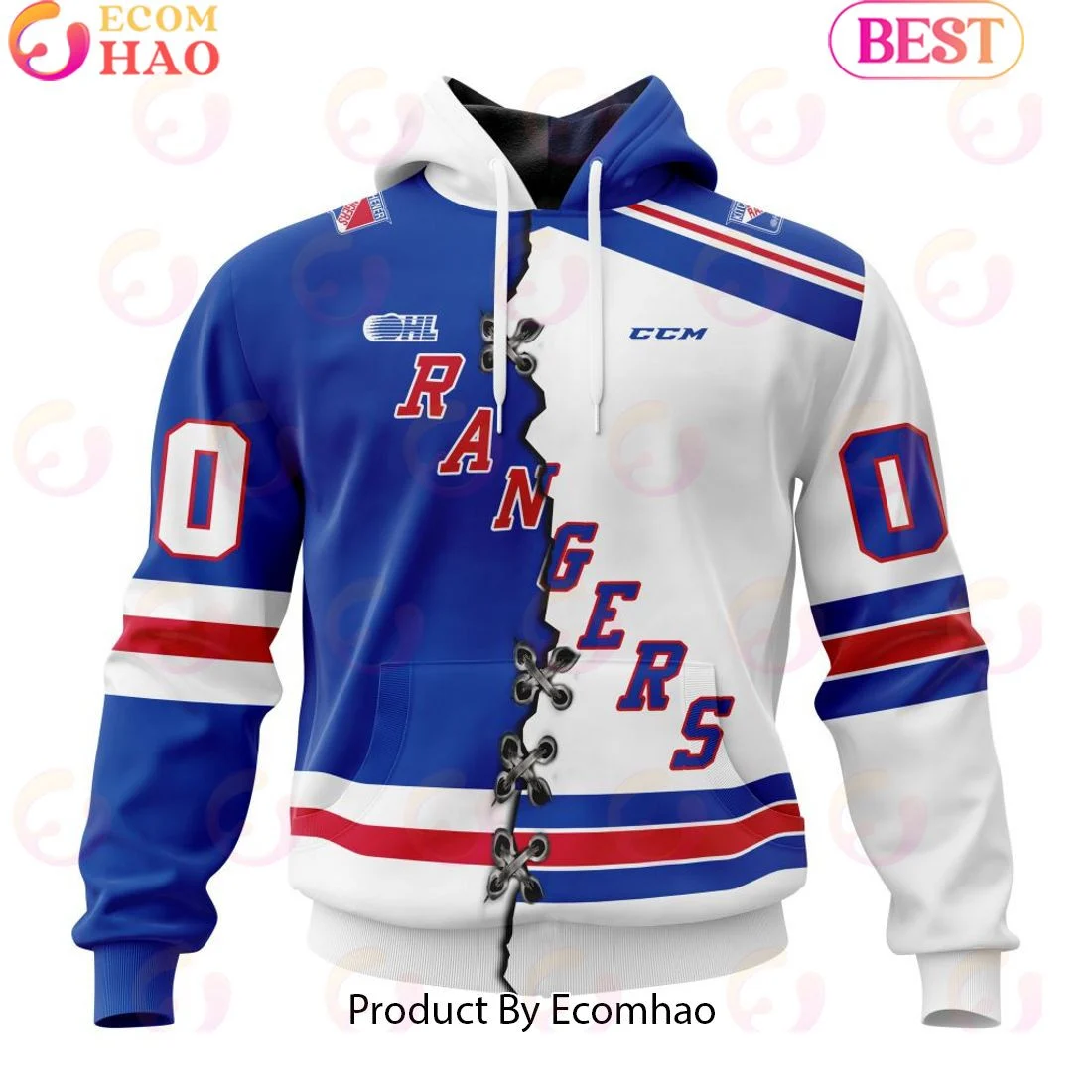 Custom OHL Kitchener Rangers Mix Home And Away Jersey Personalized Letters Number Hoodie, Zip Hoodie, Man - Women, Warm, Premium Quality HZ0501