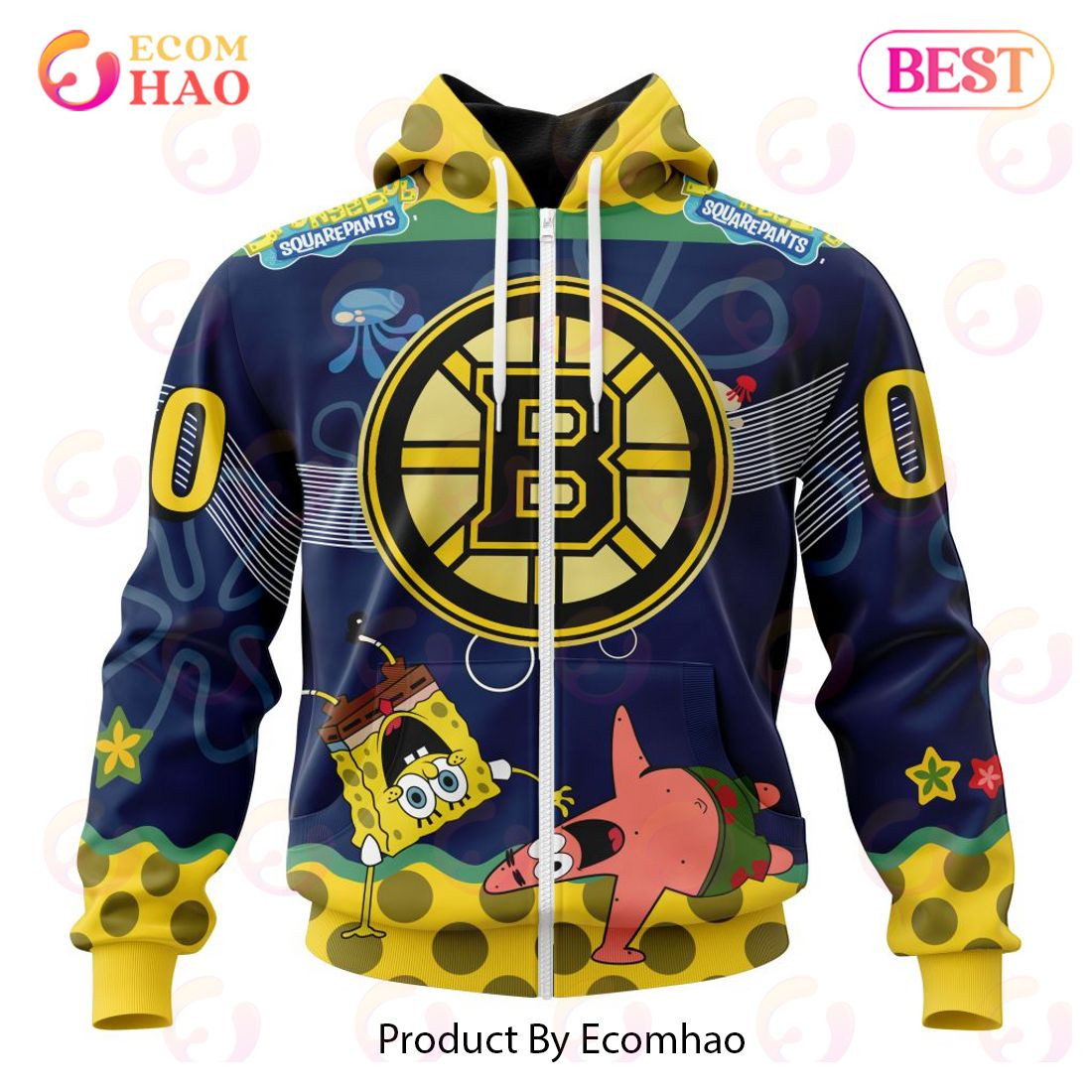 Boston Bruins Specialized Jersey With SpongeBob 3D Hoodie, Zip Hoodie, Man - Women, Warm, Premium Quality HZ0501