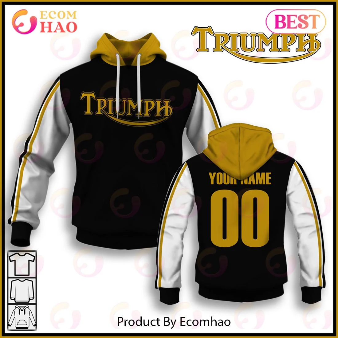 Customize Name Vintage Style Triumph Motocross Jersey MX Enduro AHRMA Motorcycle Dirt Bike 3D Hoodie, Zip Hoodie, Man - Women, Warm, Premium Quality HZ0501