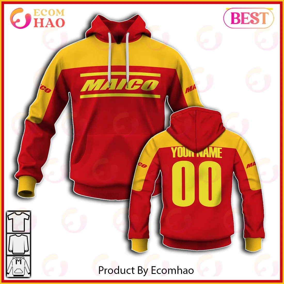 Customize Name Vintage Style Maico Motocross Jersey MX Enduro AHRMA Motorcycle Dirt Bike 3D Hoodie, Zip Hoodie, Man - Women, Warm, Premium Quality HZ0501
