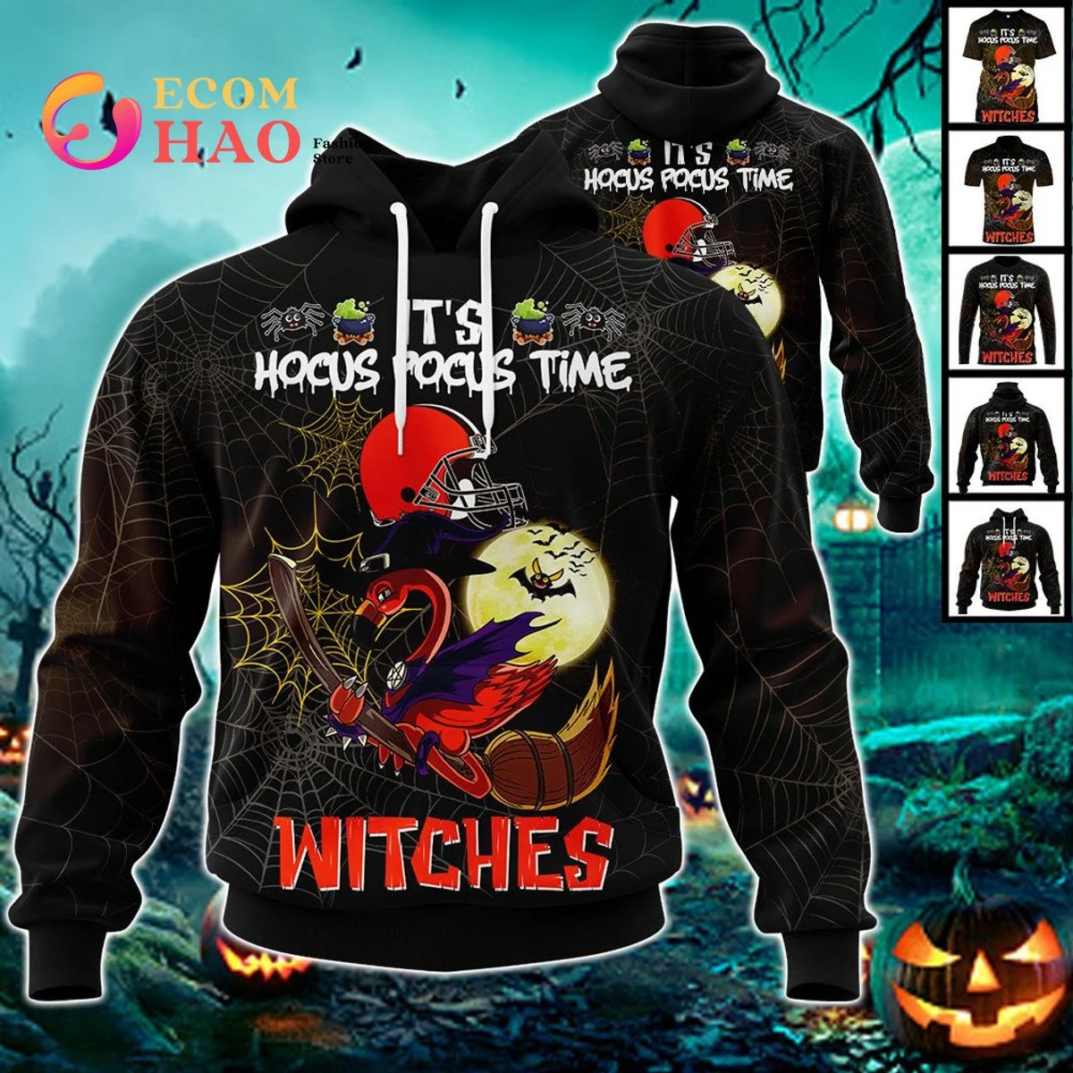 Browns Halloween Jersey Falmingo Witches Hocus Pocus 3D Hoodie, Zip Hoodie, Man - Women, Warm, Premium Quality HZ0501