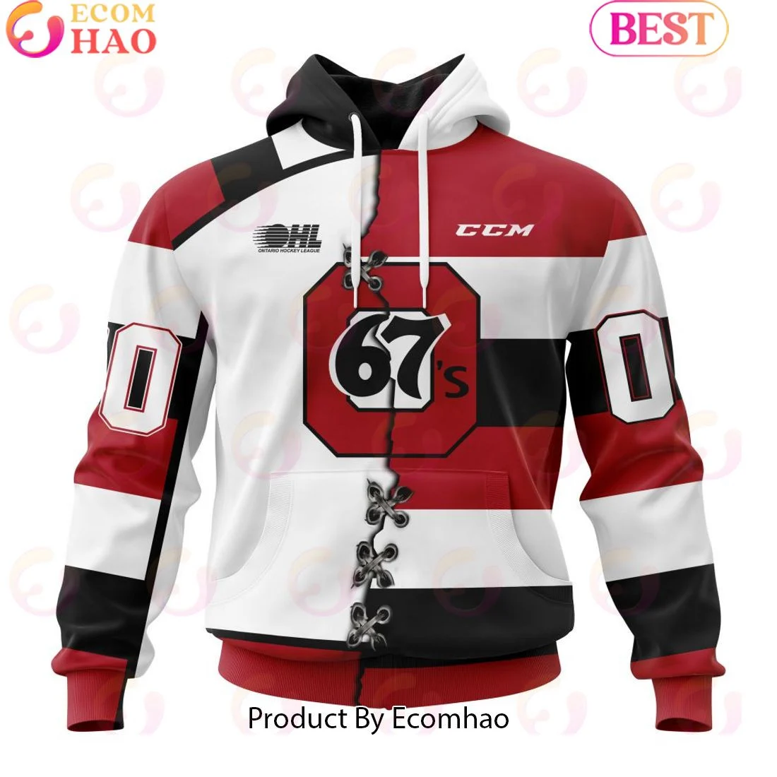 Custom OHL Ottawa 67's Mix Home And Away Jersey Personalized Letters Number Hoodie, Zip Hoodie, Man - Women, Warm, Premium Quality HZ0501