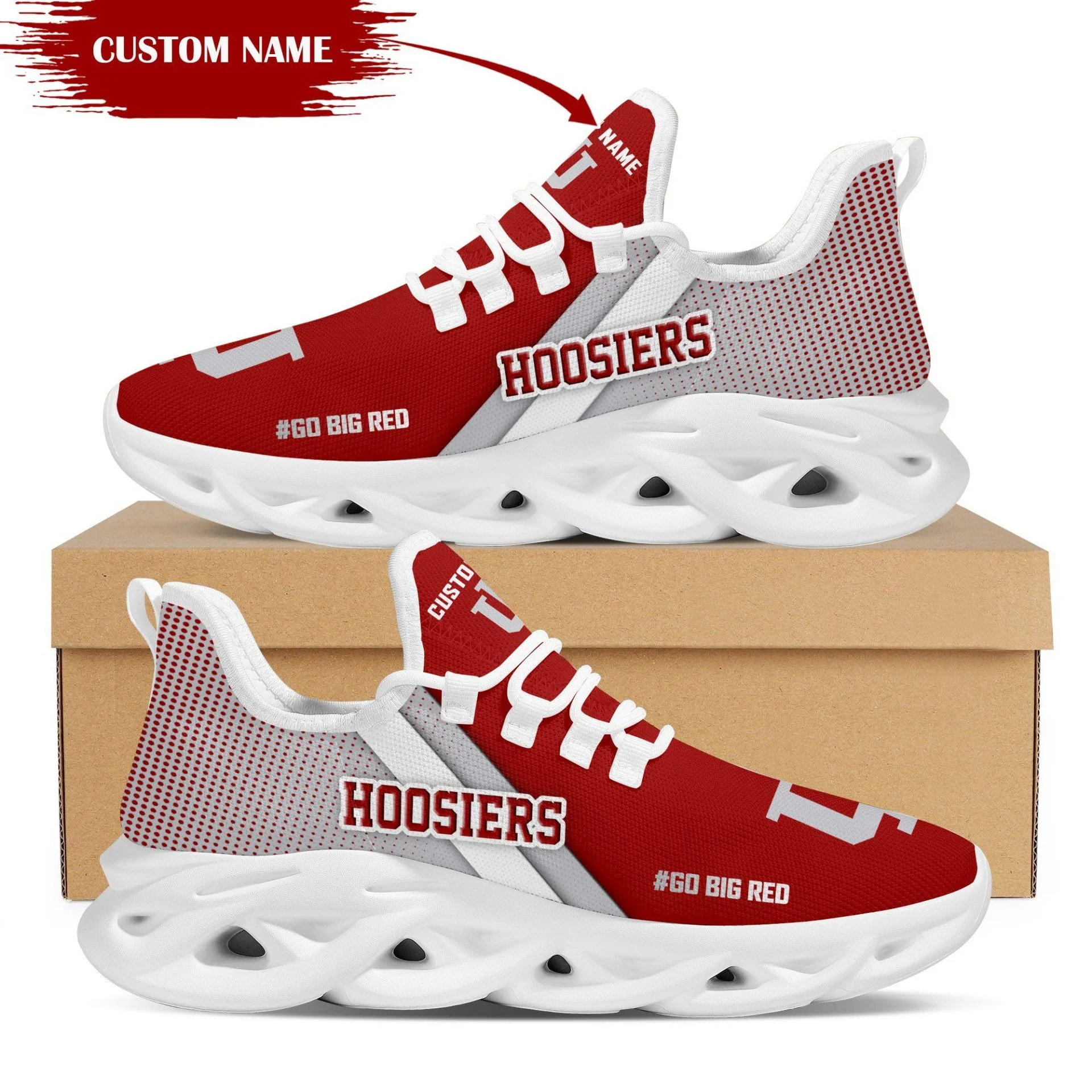 Indiana Hoosiers Custom Name Crimson Max Soul Shoes V2 Sneakers  MS0601