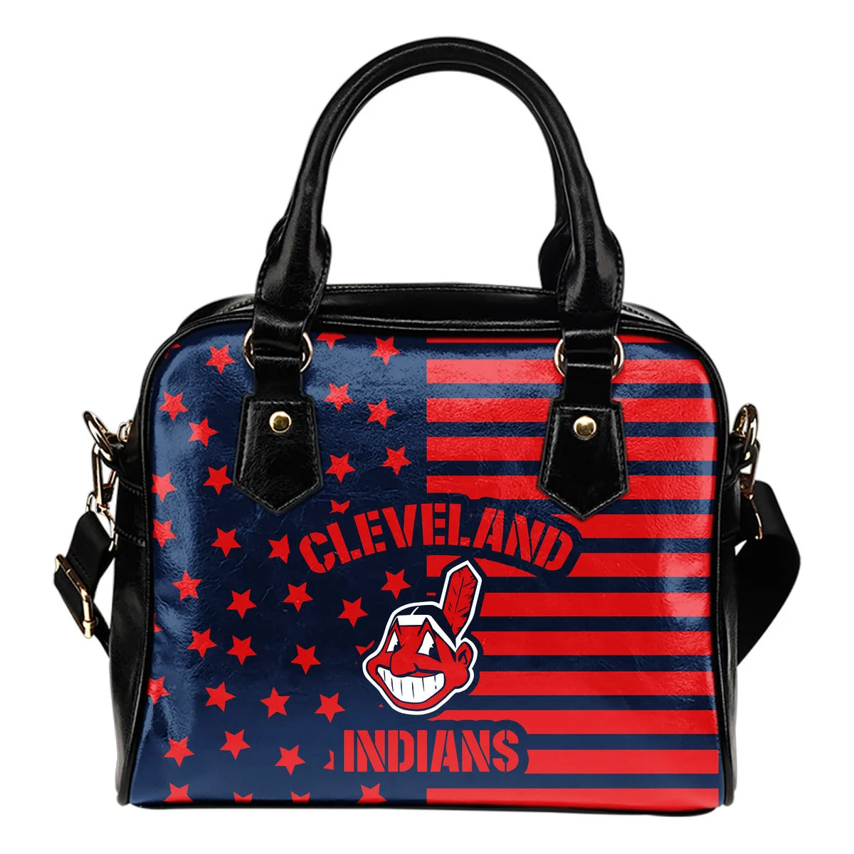 Twinkle Star With Line Cleveland Indians Shoulder Handbags Sb0801