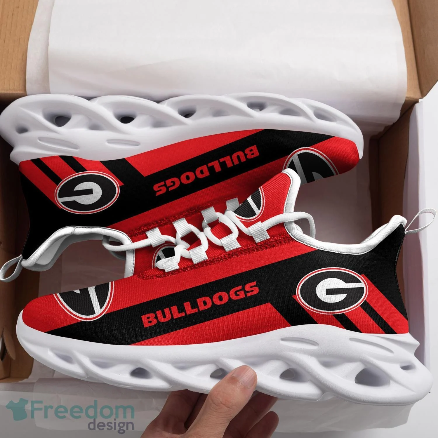 Georgia Bulldogs Red Black Striped Max Soul Shoes V10  MS0601