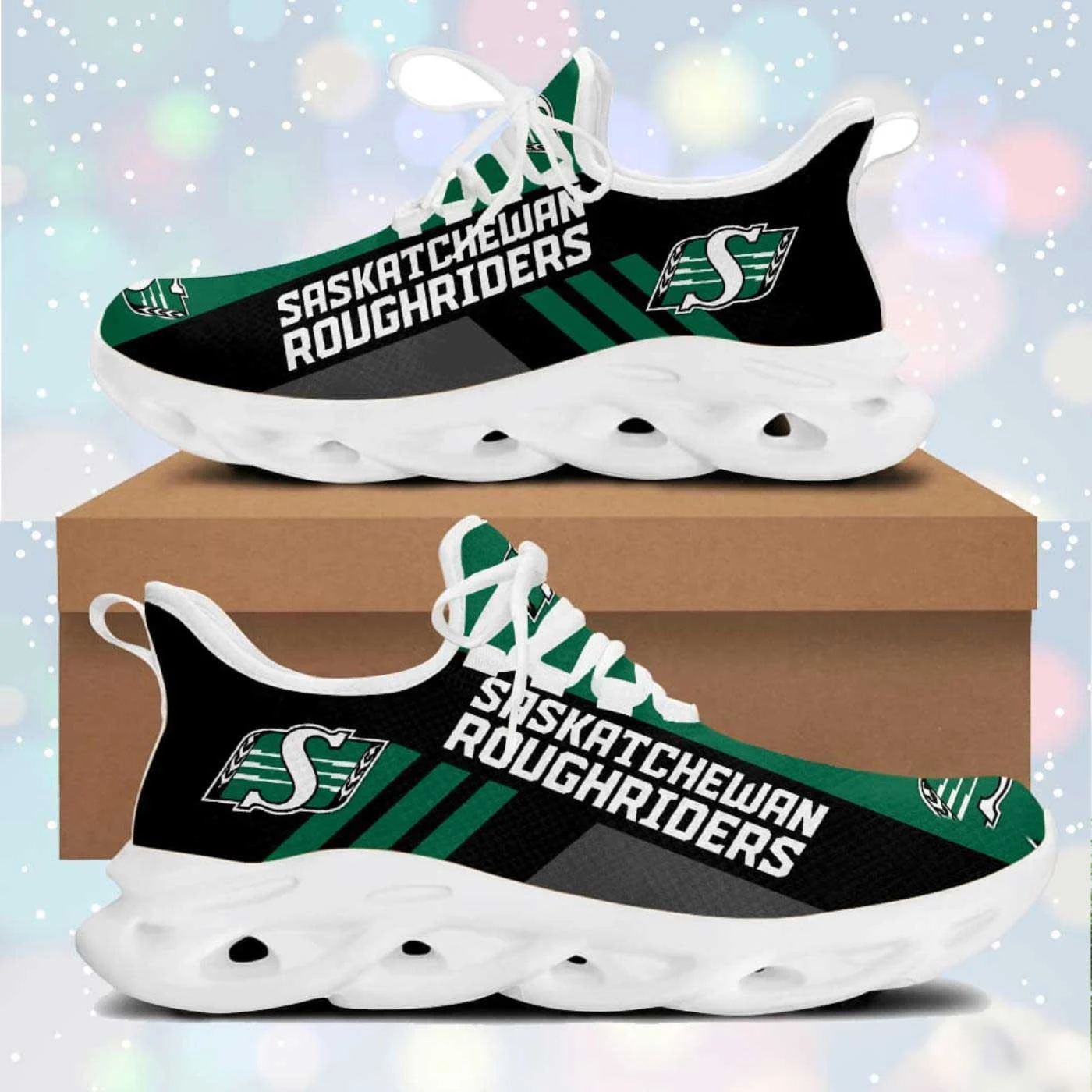 CFL Saskatchewan Roughriders Green Striped Max Soul Shoes  MS0601