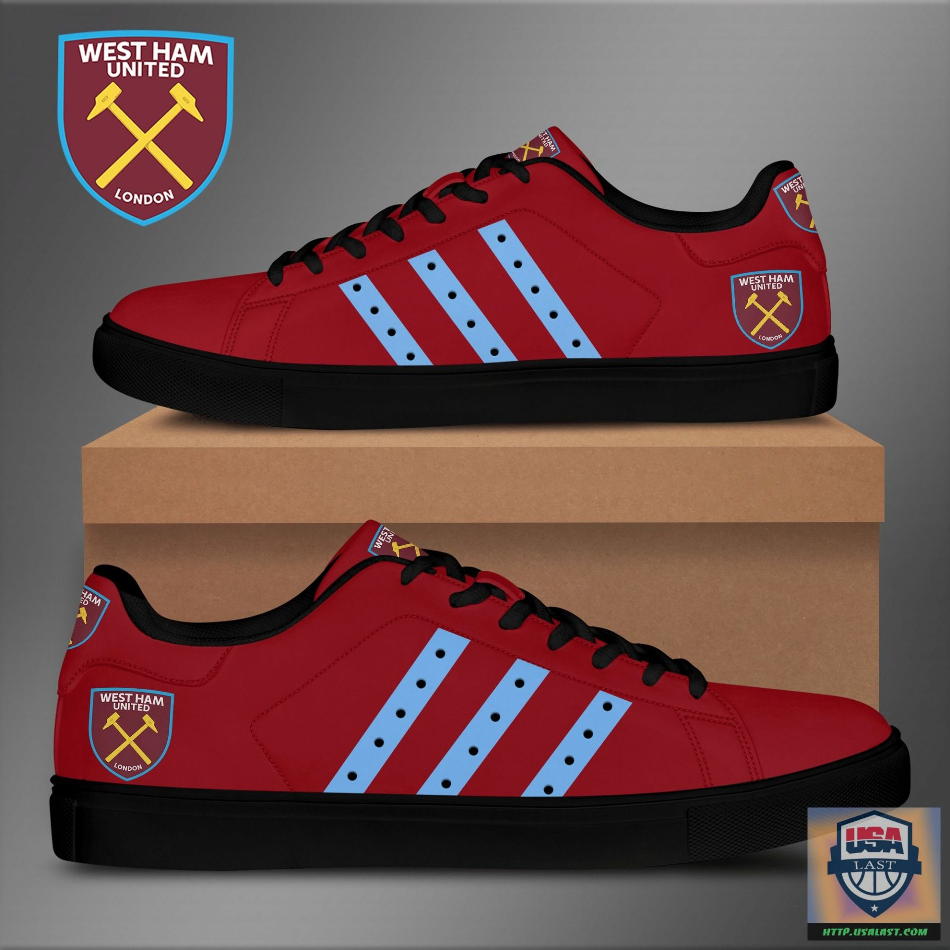 Custom West Ham United FC Red Blue Stan Smith Shoes, Trendy Style Sneakers ST0801