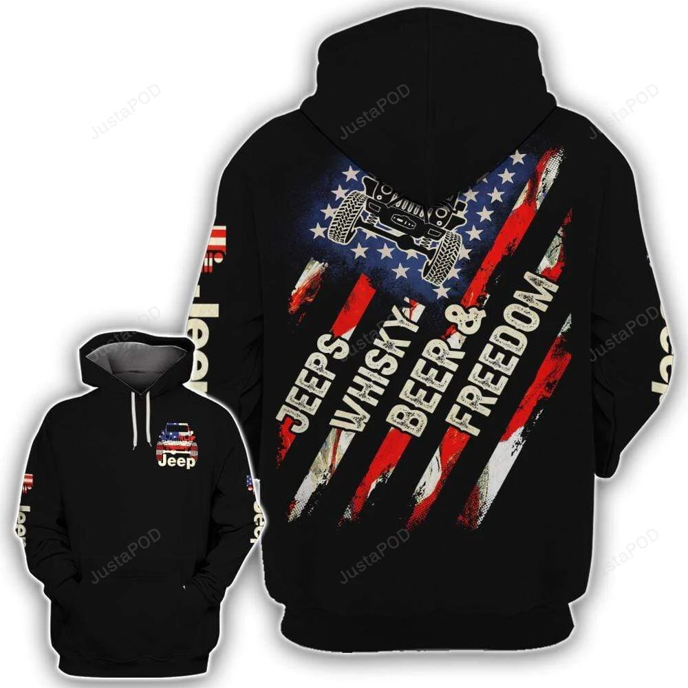 Jeep Whisky Beer And Freedom 3D All Print Hoodie, Zip- Up Hoodie HZ0501