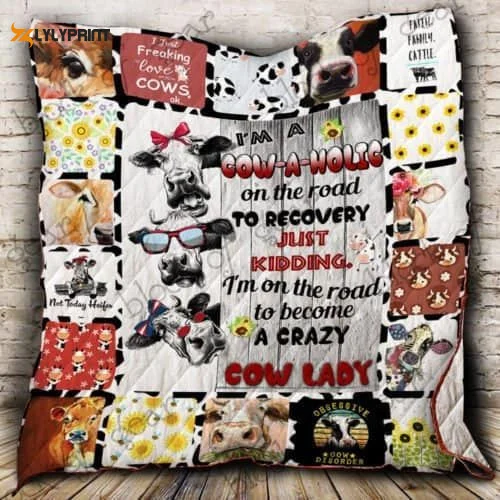 Cow-A-Holic Customized Quilt , Soft Quilt, King Size, All Season Cozy Quilt QB0901