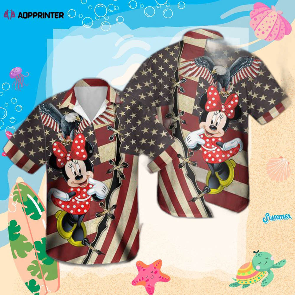 Minnie Mouse Hawaiian shirt 4th July US Flag firework Patriot Day Minnie Hawaii shirt HW0601