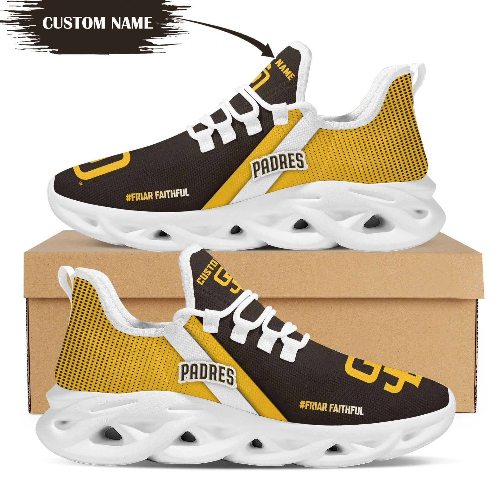 Custom MLB San Diego Padres Custom Name Max Soul Shoes V5 Store MS0601
