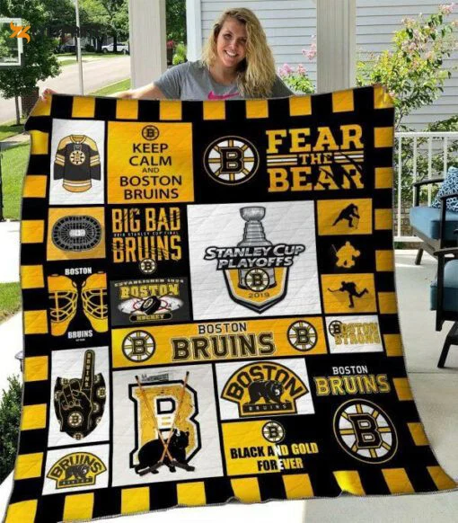 Boston Bruins Quilt For Fans Home Decor Gift , Soft Quilt, King Size, All Season Cozy Quilt QB0901