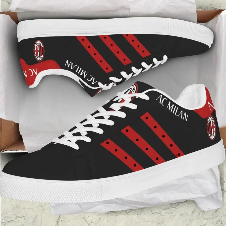 AC Milan Black Red Stan Smith Shoes Unisex, Trendy Style Sneakers ST0801