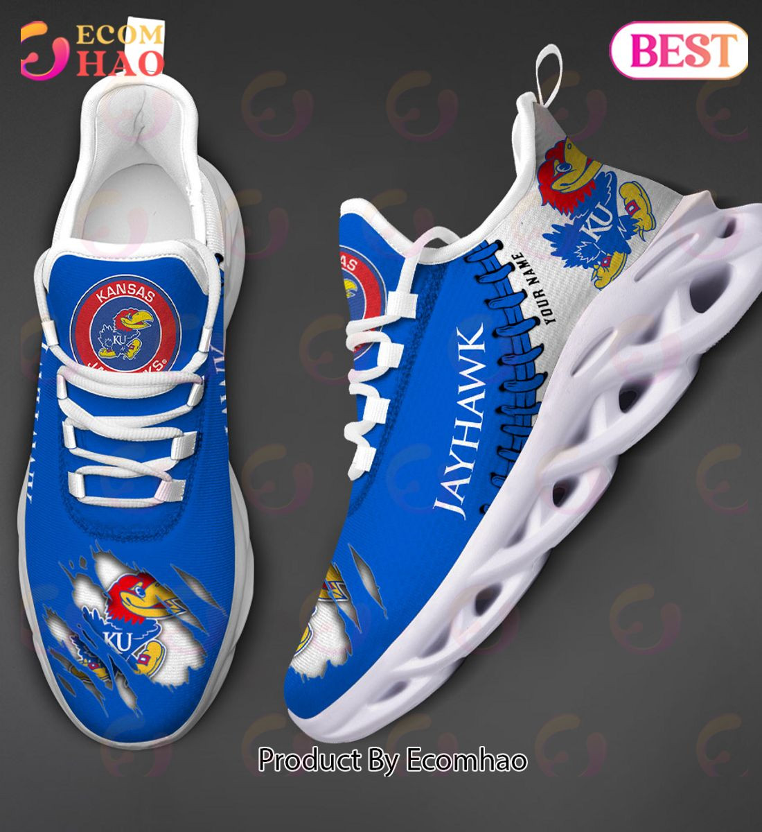 Kansas Jayhawks Max Soul Shoes Custom Name  Unisex sneakers MS0601
