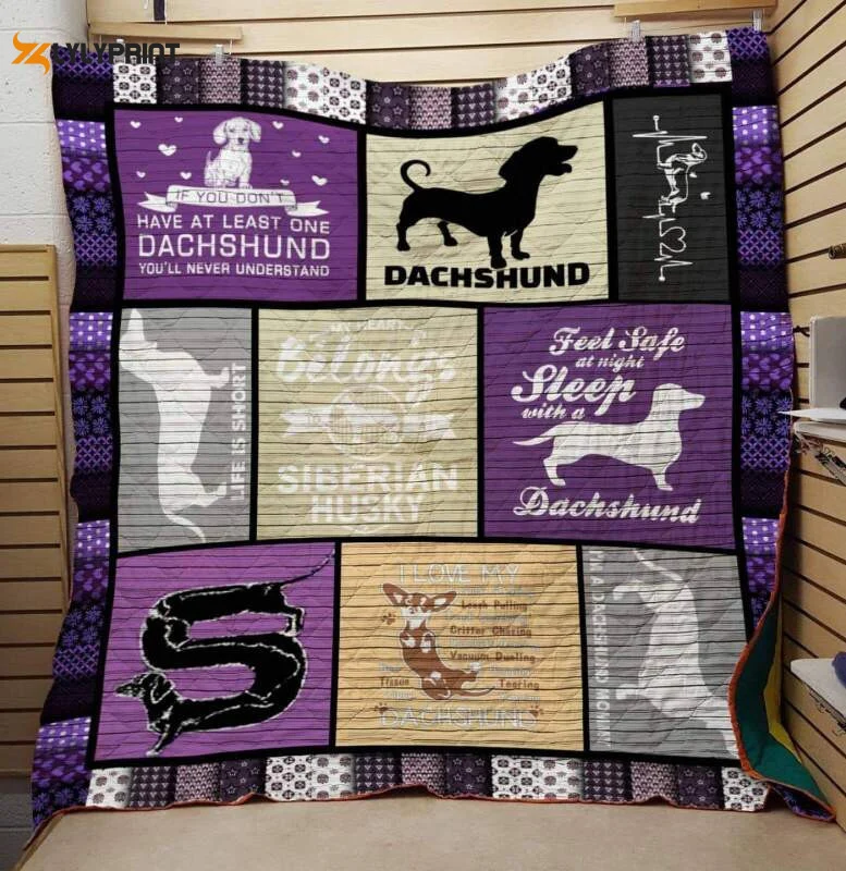Feet Safe At Night Sleep With A Dachshund 3D Customized Quilt ,  Soft Quilt, King Size, All Season Cozy Quilt QB0901