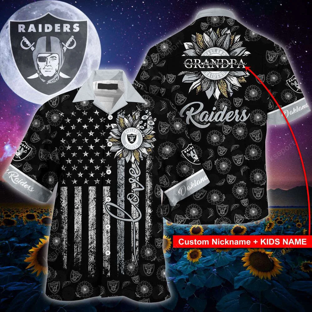 Las Vegas Raiders NFL-Hawaii Shirt Sunflower Custom Your Nickname,Kids Name For Men Women HW0601