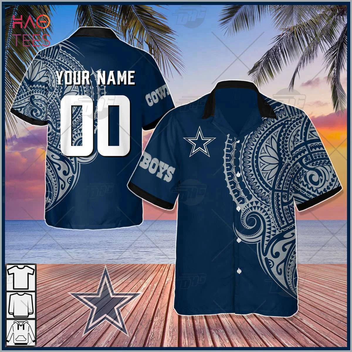 Hot Summer 2023 Personalize NFL Dallas Cowboys Polynesian Tattoo Design Hawaiian Shirt HW0601