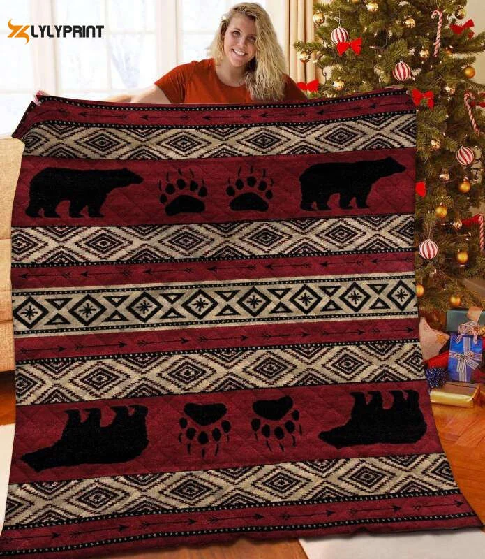Red Bear 3D Customized Quilt ,  Soft Quilt, King Size, All Season Cozy Quilt QB0901