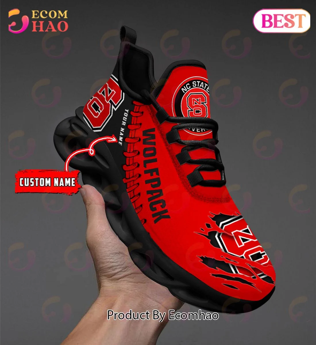 NC State Wolfpack Max Soul Shoes Custom Name  Unisex sneakers MS0601