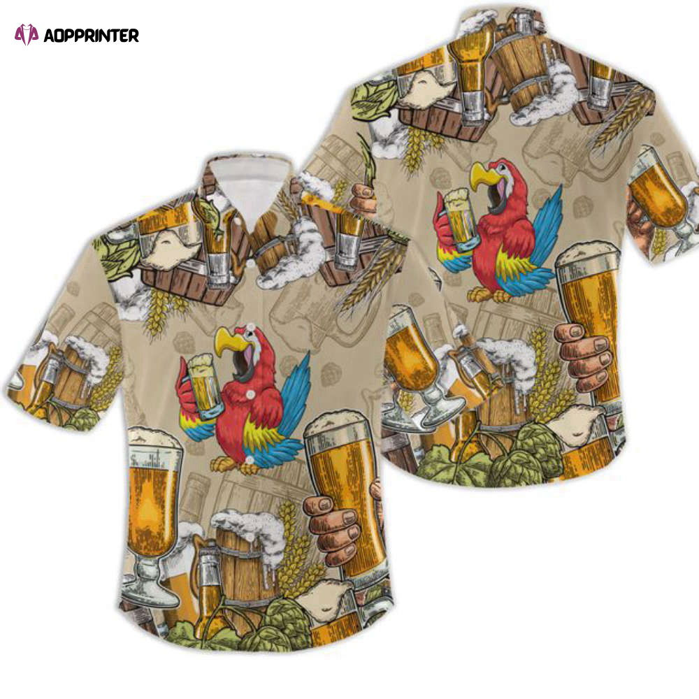 Parrot Drinking Beer Hawaiian Shirt HW0601