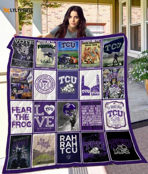 TCU Horned Frogs 2 Quilt Blanket For Fans Home Decor Gift , Soft Quilt, King Size, All Season Cozy Quilt QB0901
