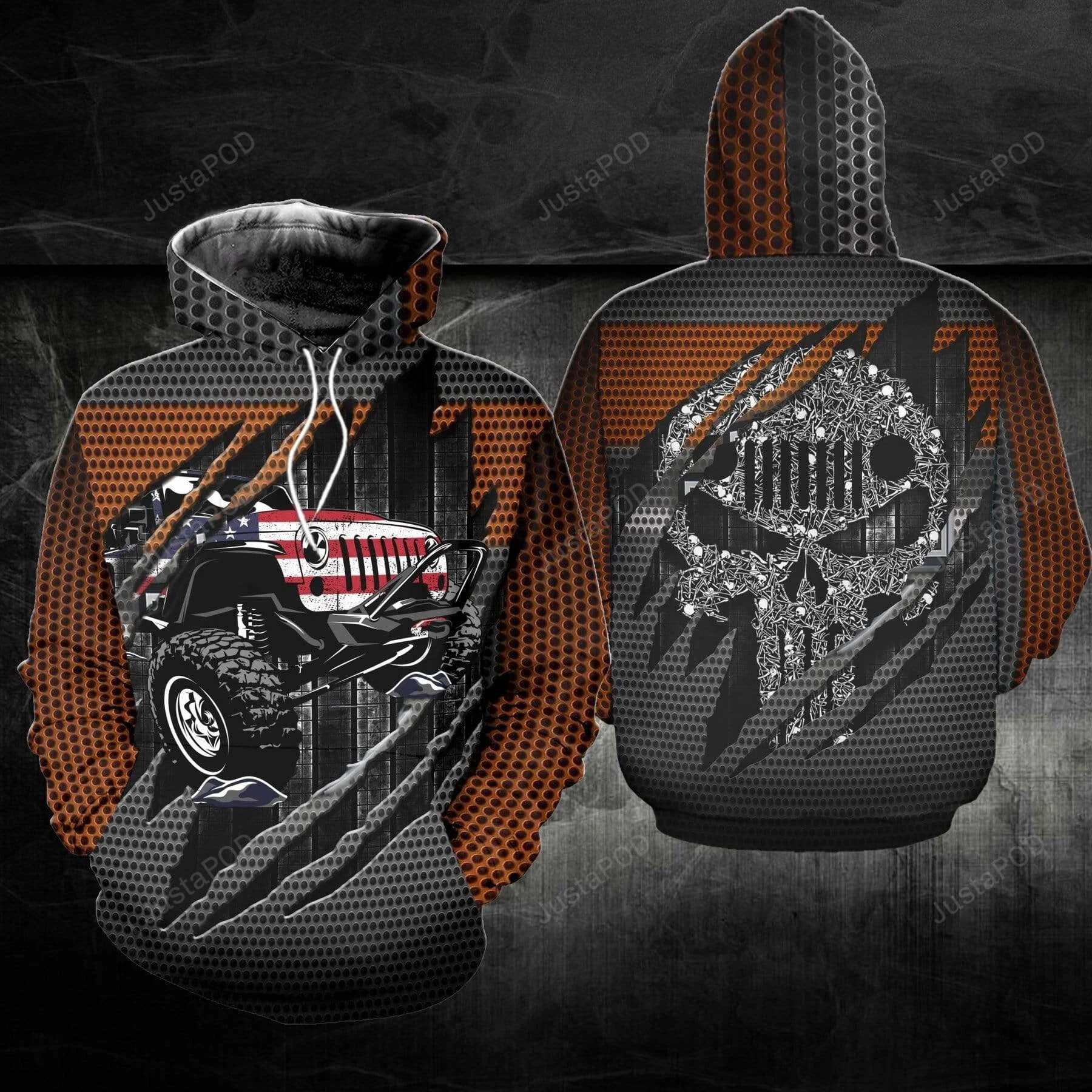 American Jeep Skull 3D All Print Hoodie, Zip- Up Hoodie HZ0501