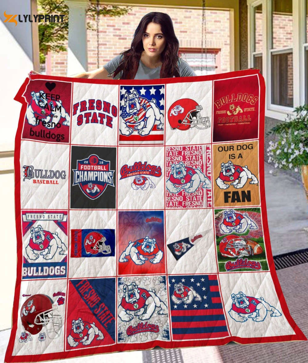 Fresno State Quilt Blanket For Fans Home Decor Gift , Soft Quilt, King Size, All Season Cozy Quilt QB0901