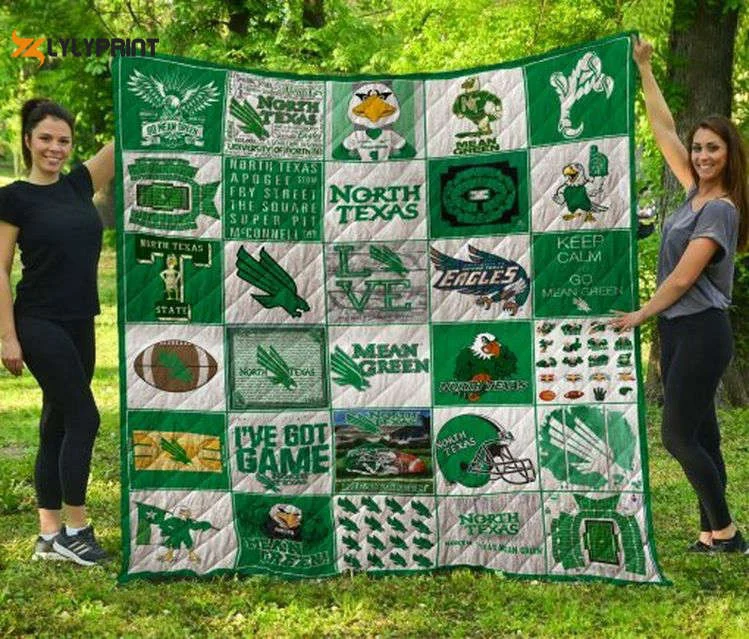 North Texas Mean Green 3 Quilt Blanket For Fans Home Decor Gift , Soft Quilt, King Size, All Season Cozy Quilt QB0901