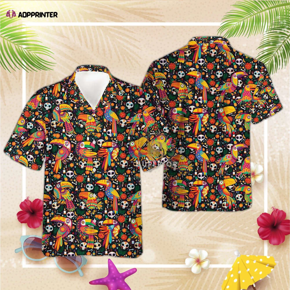 Jungle Bird Skeleton De Los Muertos Hawaiian Shirt, Gift For Men And Women HW0601
