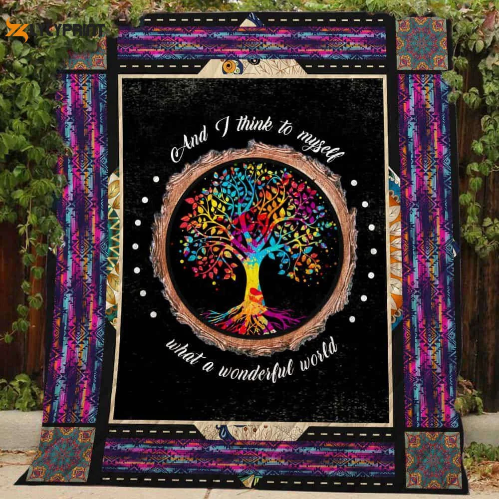 What A Wonderful World Tree Of Life 3D Customized Quilt ,  Soft Quilt, King Size, All Season Cozy Quilt QB0901