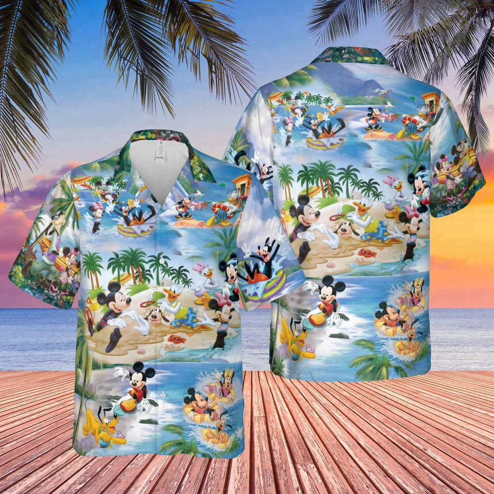 Mickey Mouse Disney Summer Short Sleeve Button Hawaiian Shirt HW0601