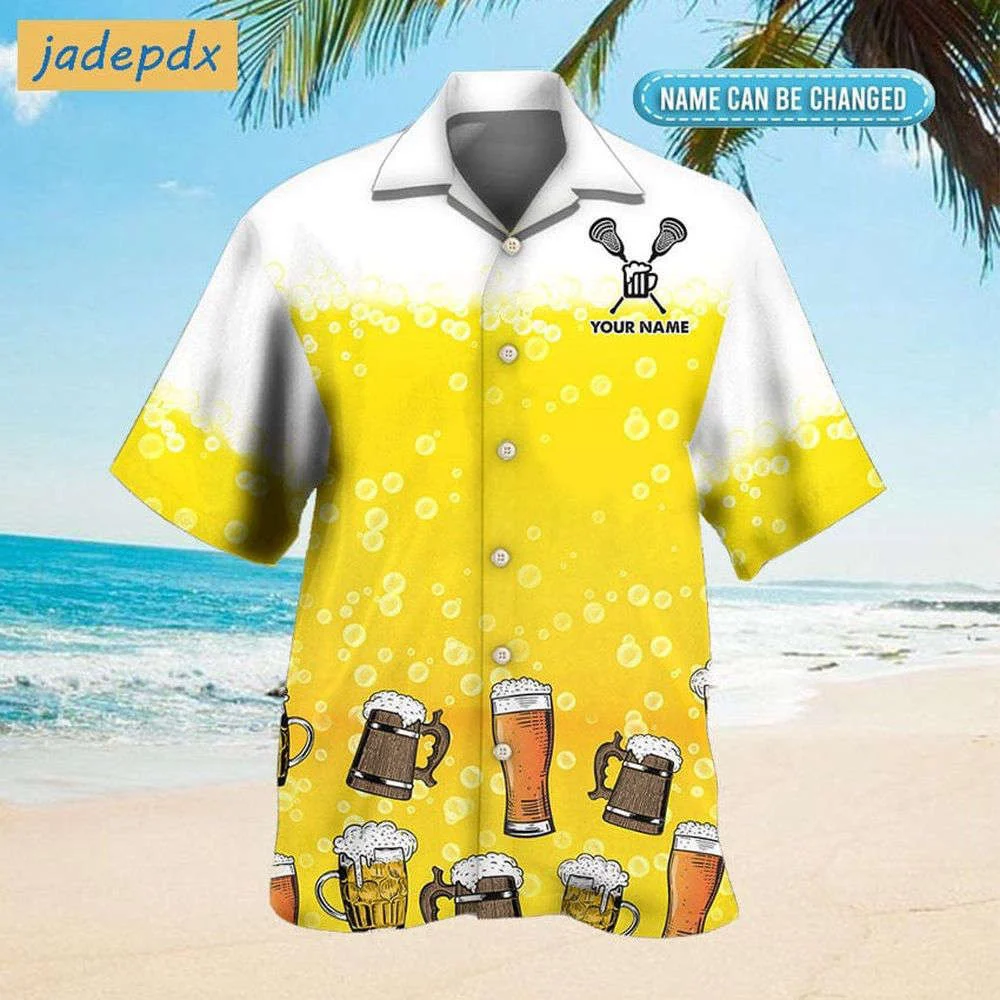 Custom I Like Beer And Lacrosse Hawaiian Shirt, Gift For Men And Women HW0601