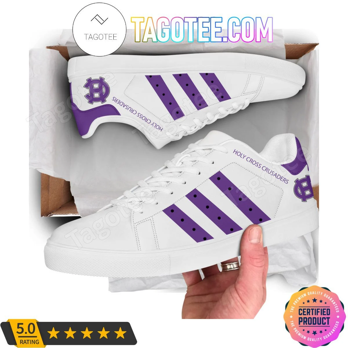 NCAA Holy Cross Crusaders White Stan Smith Shoes , Trendy Style Sneakers ST0801
