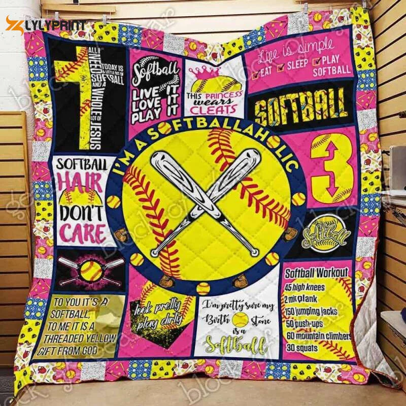 I'm a Softballaholic 3D Customized Quilt , Soft Quilt, King Size, All Season Cozy Quilt QB0901