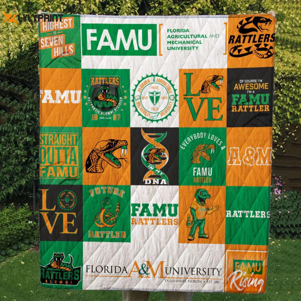 Florida A&M Rattlers 1 Quilt Blanket For Fans Home Decor Gift ,  Soft Quilt, King Size, All Season Cozy Quilt QB0901