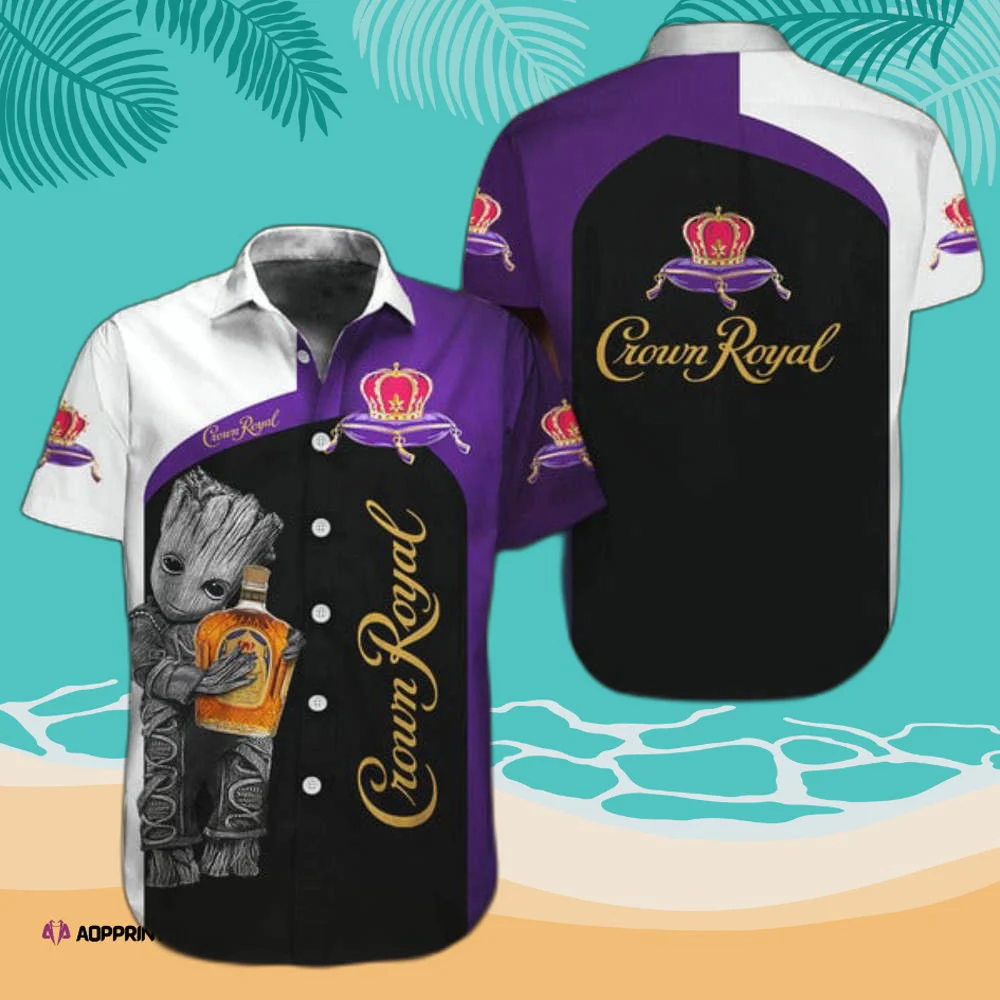 Baby Groot Hub Crown Royal Hawaiian Shirt Summer 2023 HW0601