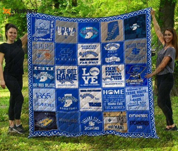 Indiana State Sycamores 1 Quilt For Fans Home Decor Gift , Soft Quilt, King Size, All Season Cozy Quilt QB0901