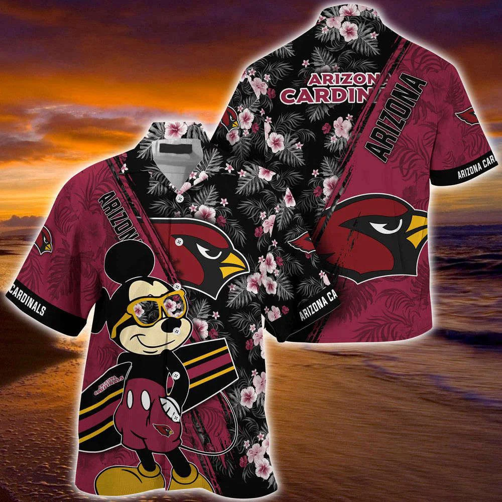 Arizona Cardinals NFL-Summer Hawaii Shirt Mickey And Floral Pattern For Sports Fans HW0601