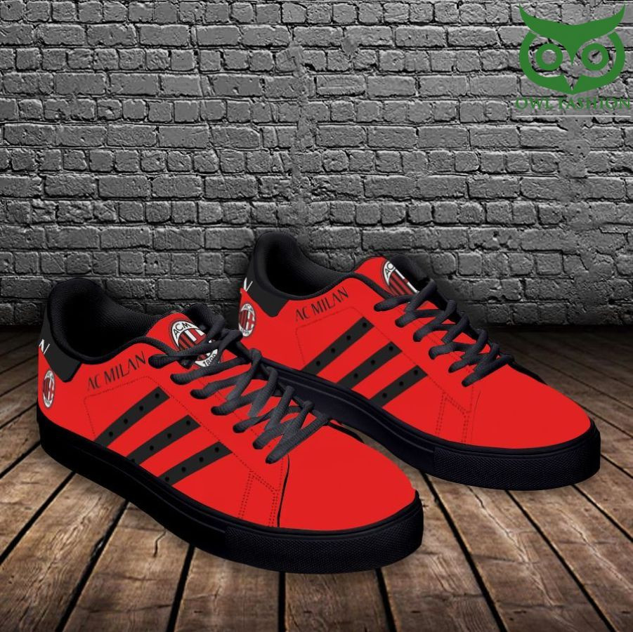 AC Milan Red Black Version Stan Smith Shoes Unisex, Trendy Style Sneakers ST0801