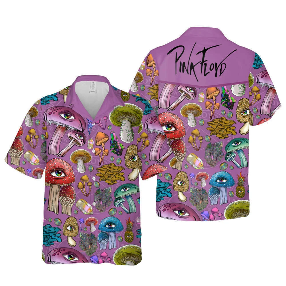 Pink Floyd Mushroom Pattern Rock Music Cuban Shirt Premium Hawaiian Shirt HW0601