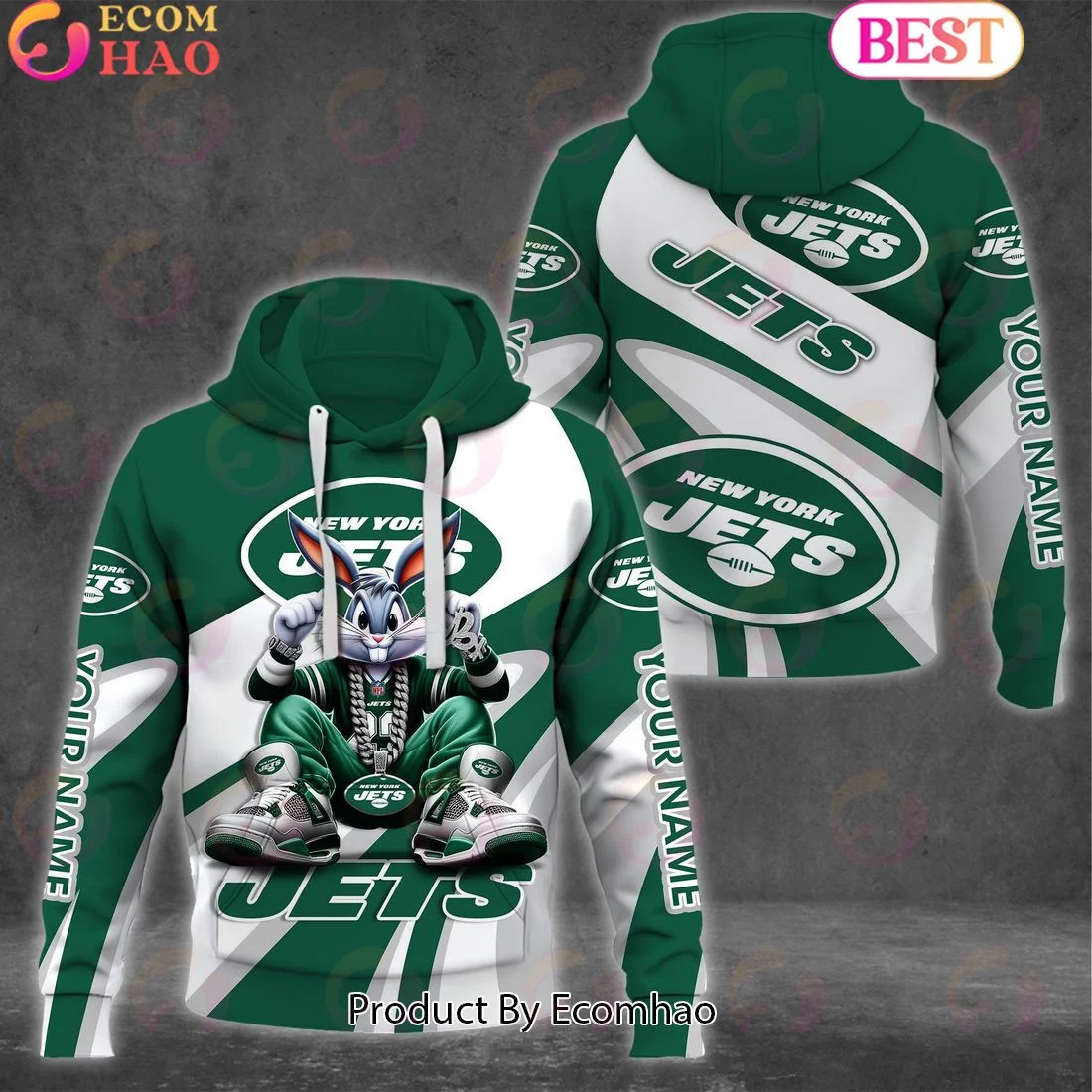 Custom Name New York Jets Bugs Bunny Sport Clothing 3D Hoodie, Zip Hoodie, Man - Women, Warm, Premium Quality HZ0501