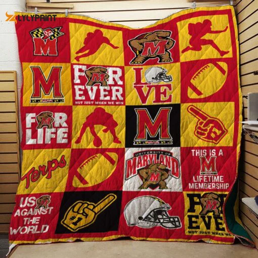 Maryland Terrapins 1 Quilt Blanket For Fans Home Decor Gift , Soft Quilt, King Size, All Season Cozy Quilt QB0901