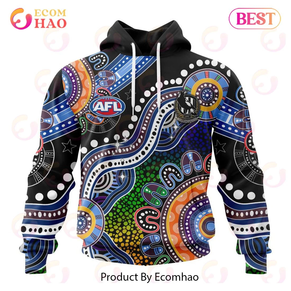 AFL Collingwood Football Club Special Indigenous Design 3D Hoodie, Zip Hoodie, Man - Women, Warm, Premium Quality HZ0501