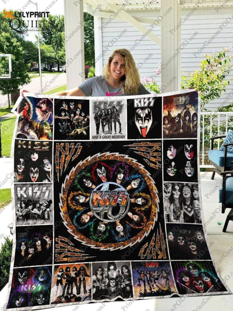 Mofi ? Kiss Quilt Blanket For Fans Home Decor Gift For Fans ,  Soft Quilt, King Size, All Season Cozy Quilt QB0901