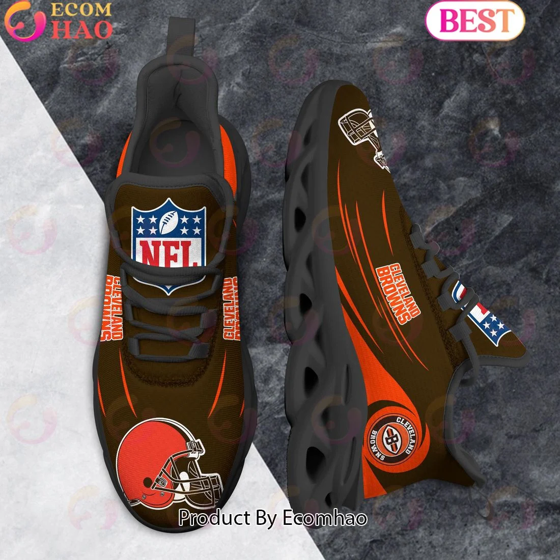 Cleveland Browns Clunky Sneakers Max Soul Shoes  Unisex sneakers MS0601