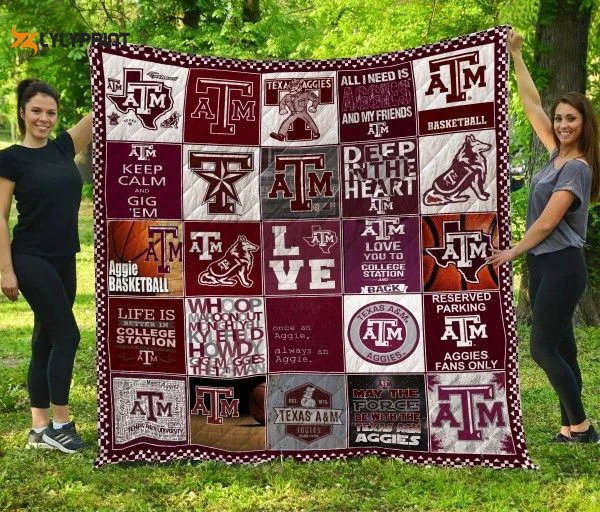 Texas A&M Aggies 2 Quilt Blanket For Fans Home Decor Gift , Soft Quilt, King Size, All Season Cozy Quilt QB0901