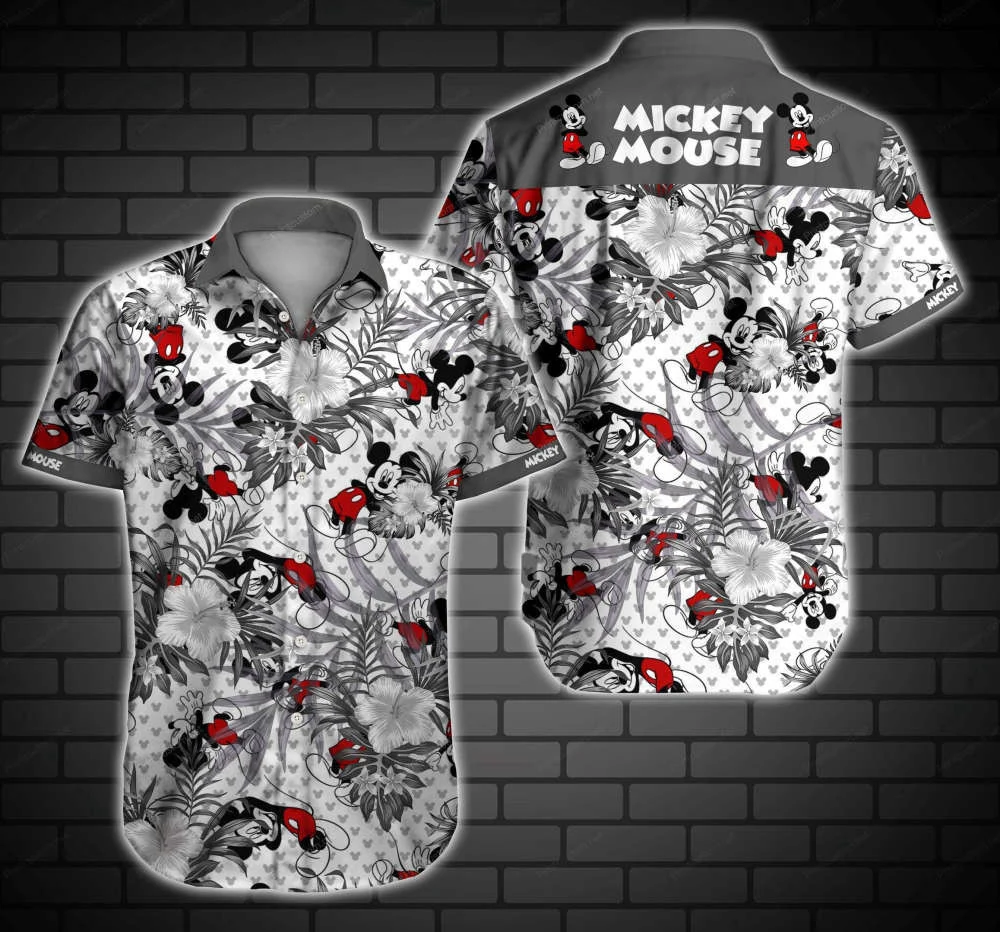 Gray Mickey Mouse Disney Hibiscus 3D Hawaiian Shirt HW0601