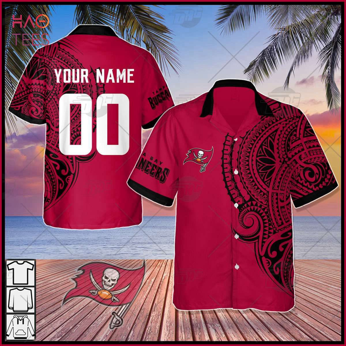 Personalize NFL Tampa Bay Buccaneers Polynesian Tattoo Design Hawaiian Shirt 2023 HW0601