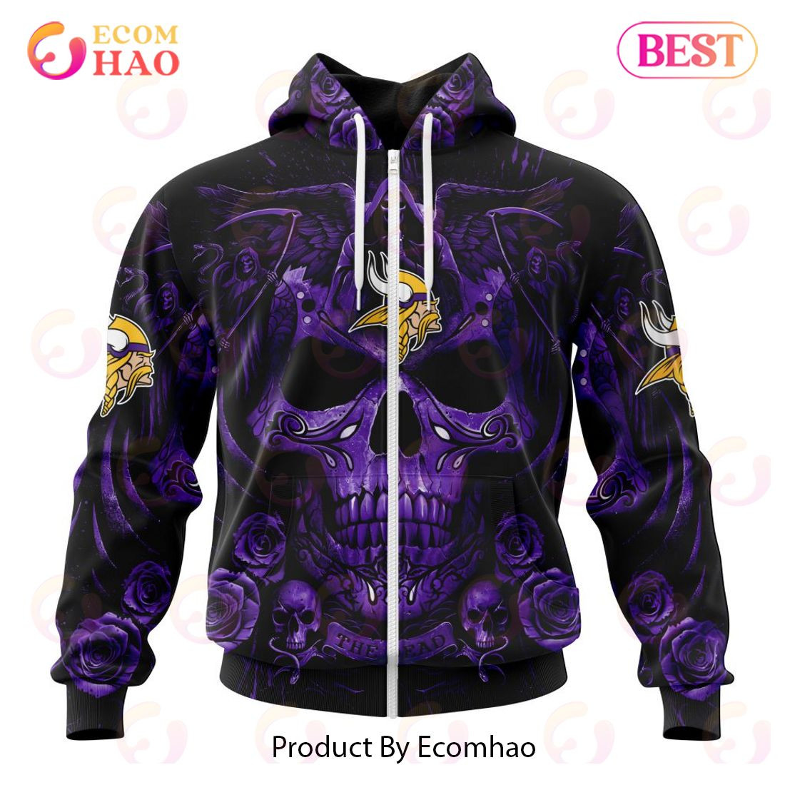 Best Minnesota Vikings Special Design With Skull Art 3D Hoodie Limited Edition, Zip Hoodie, Man - Women, Warm, Premium Quality HZ0501